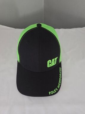 Caterpillar Black & Neon Green Mesh Trucker Cap